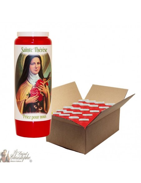 Red novena candle for Saint Thérèse of Lisieux - box 20 pieces