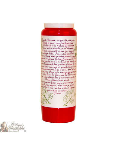 Bougie de neuvaine rouge pour Sainte Thérèse de Lisieux - carton 20 pièces