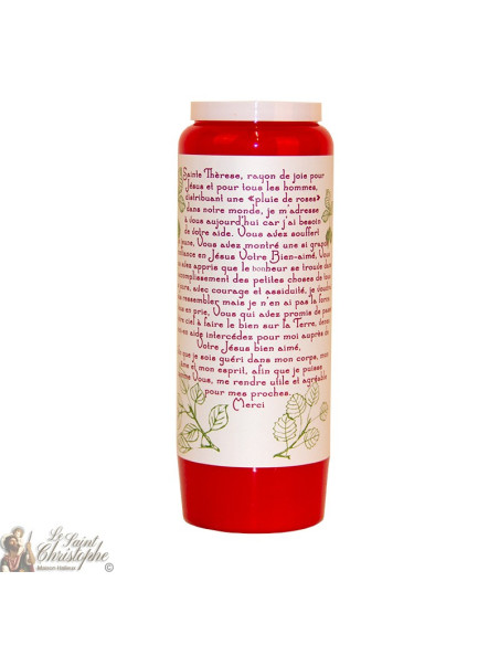 Bougie de neuvaine rouge pour Sainte Thérèse de Lisieux - carton 20 pièces