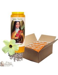 Bougie de neuvaine au musc pour Sainte Thérèse de Lisieux - carton 20 pièces