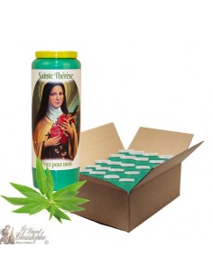 Bougie de neuvaine à la verveine pour Sainte Thérèse de Lisieux - carton 20 pièces
