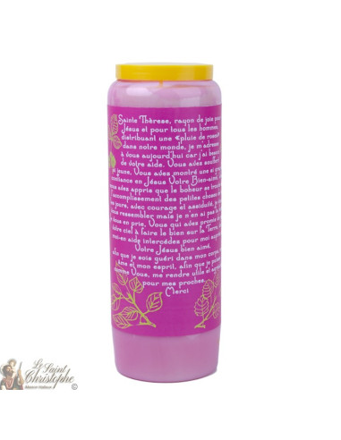 Vela de novena rosa para Santa Teresa de Lisieux - caja de 20 piezas