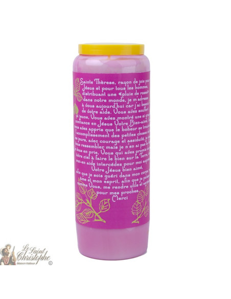 Bougie de neuvaine rose pour Sainte Thérèse de Lisieux - carton 20 pièces