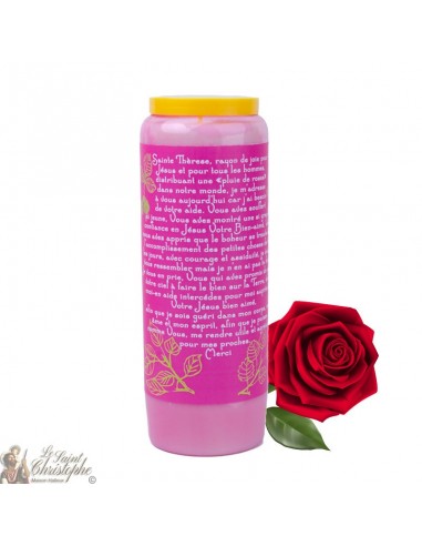 Vela de novena perfumada de rosa para Santa Teresa de Lisieux - caja 20 piezas