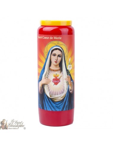 Vela de novena roja al Sagrado Corazón de María
