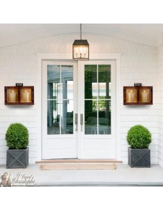 Lanterne murale fer forgé couleur rouille  - 2 Bougies