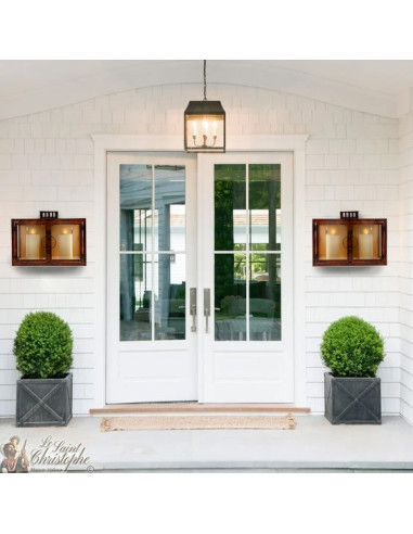 Smeedijzeren wandlantaarn roestkleur - 2 Kaarsen