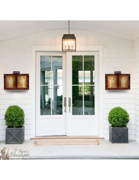 Smeedijzeren wandlantaarn roestkleur - 2 Kaarsen