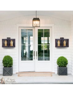 Lanterna da parete in ferro battuto grigio nero - 2 Candele