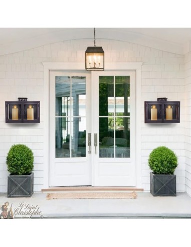 Wrought iron wall lantern grey black - 2 Candles