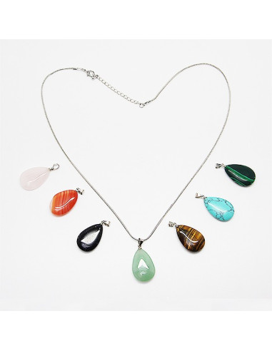 Collar con 7 piedras de la salud, chakras - gotas planas