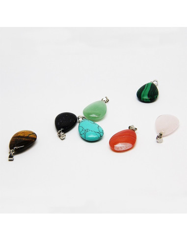 Necklace with 7 health stones, chakras - flat drops