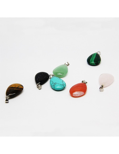 Collier avec 7 pierres de santé, chakras - gouttes plates