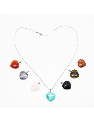 Collar con 7 piedras de la salud, chakras - corazón