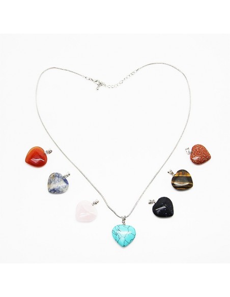 Collar con 7 piedras de la salud, chakras - corazón