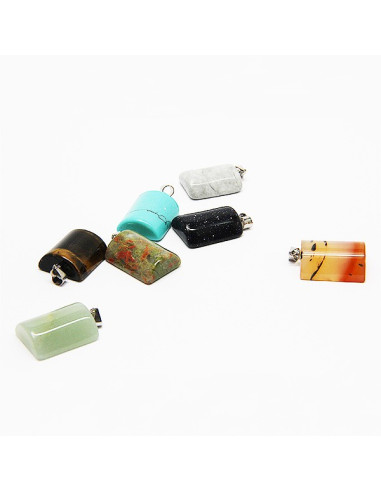 Collier avec 7 pierres de santé, chakras - demi-cylindre