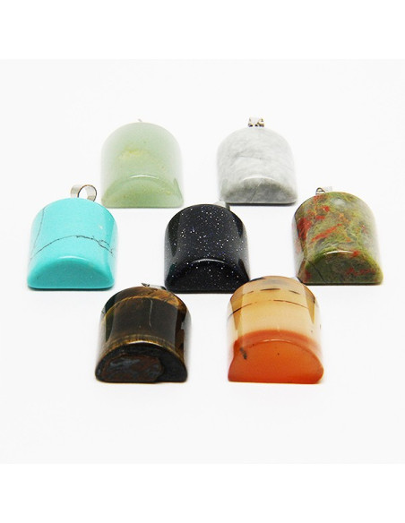 Collar con 7 piedras de la salud, chakras - medio cilindro