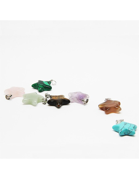 Collar con 7 piedras de la salud, chakras - estrellas