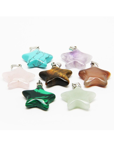 Collar con 7 piedras de la salud, chakras - estrellas