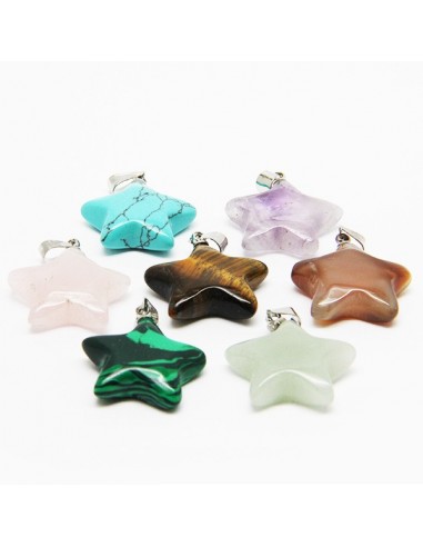 Collier avec 7 pierres de santé, chakras - étoiles