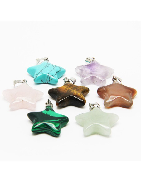 Necklace with 7 health stones, chakras - stars