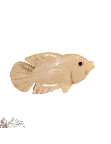 Porta incenso di pietra - pesce bianco