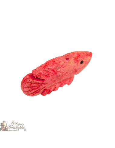 Support d'encens en pierre - Poisson rose