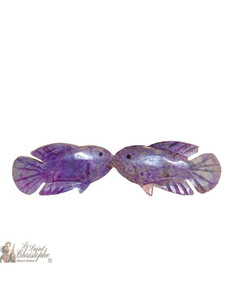 Porta incenso di pietra - pesce viola