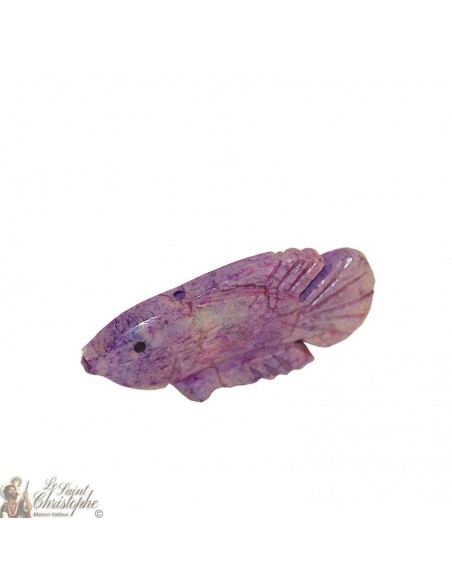 Stone incense holder - violet fish