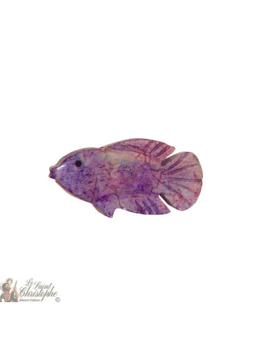 Porta incenso di pietra - pesce viola