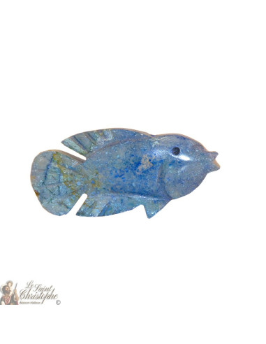 Stone incense holder - turquoise fish