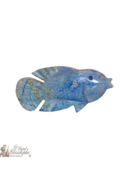 Stenen wierookhouder - turquoise vis