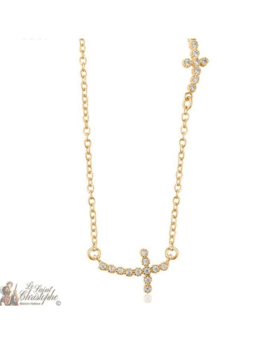Ketting vergulde kruizen met strass steentjes