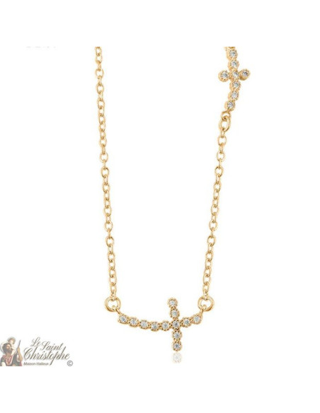 Ketting vergulde kruizen met strass steentjes