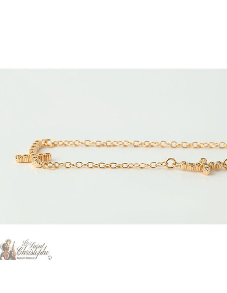 Necklace gold plated crosses with rhinestones