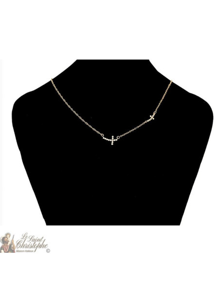 Ketting vergulde kruizen met strass steentjes