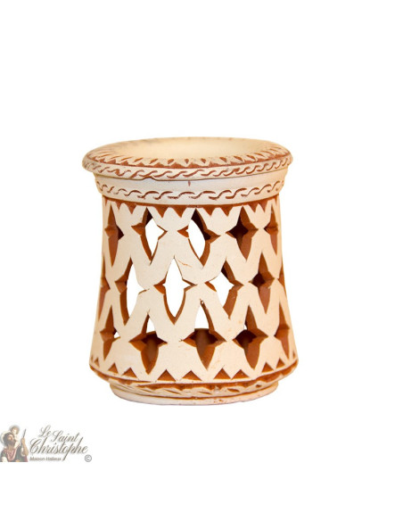 Terracotta candle light oil burner - cross