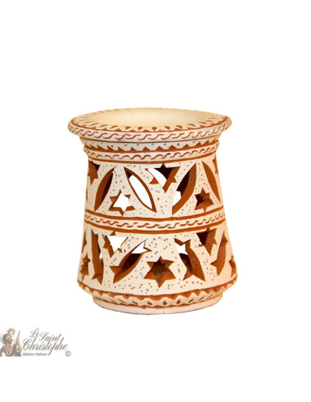 Terracotta photophore oil burner - two friezes