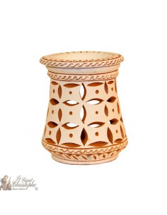 Brûleur d'huile photophore en terre cuite - 4 pétales