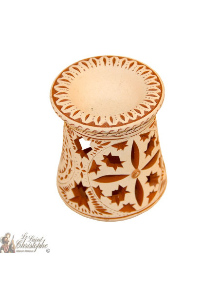 Terracotta photophore oil burner - 3 rosettes