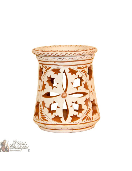 Terracotta photophore oil burner - 3 rosettes