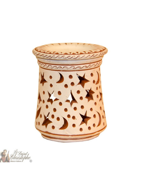 Clay photophore oil burner - moons and stars