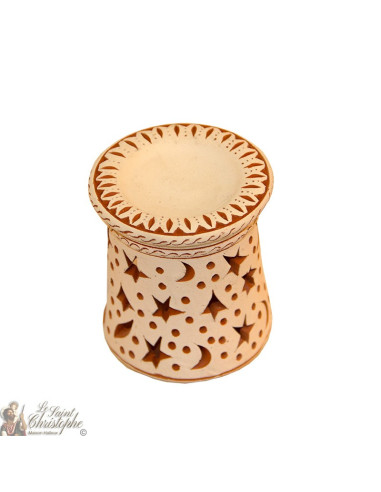Clay photophore oil burner - moons and stars