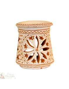 Clay photophore oil burner - rosette and stars