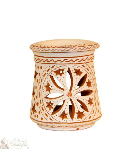 Clay photophore oil burner - rosette and stars