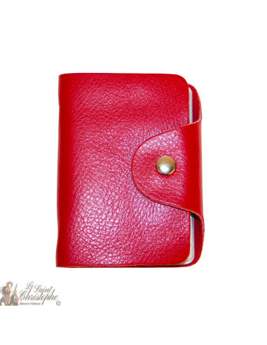 Estuche de cuero para tarjetas - rojo