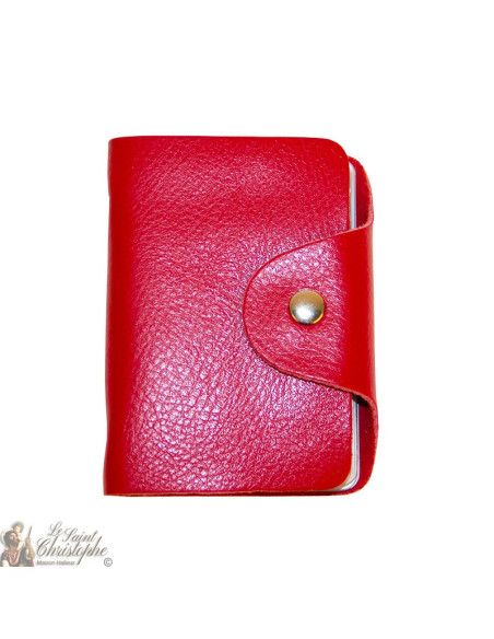 Estuche de cuero para tarjetas - rojo