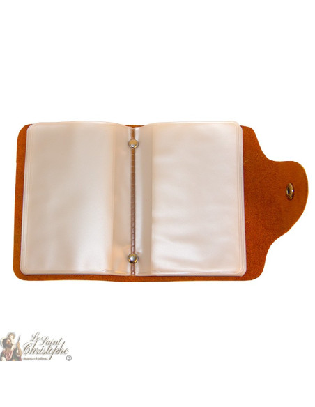 Estuche de cuero para tarjetas - malva