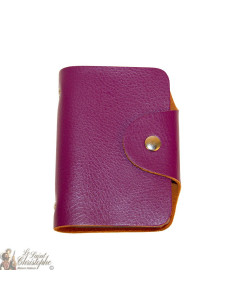 Etui en cuir pour cartes - mauve