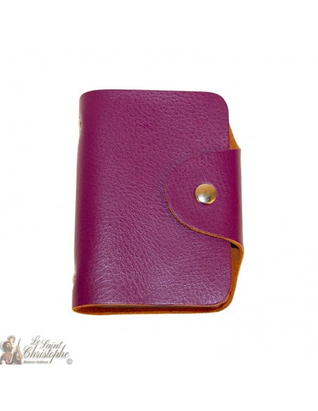 Etui en cuir pour cartes - mauve